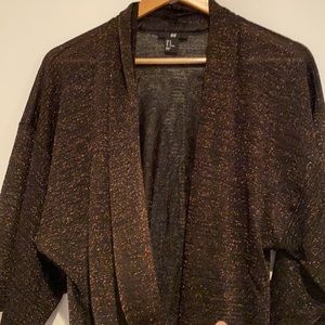 H&M Bitter Chocolate Glittery Yarn Blouse Size M